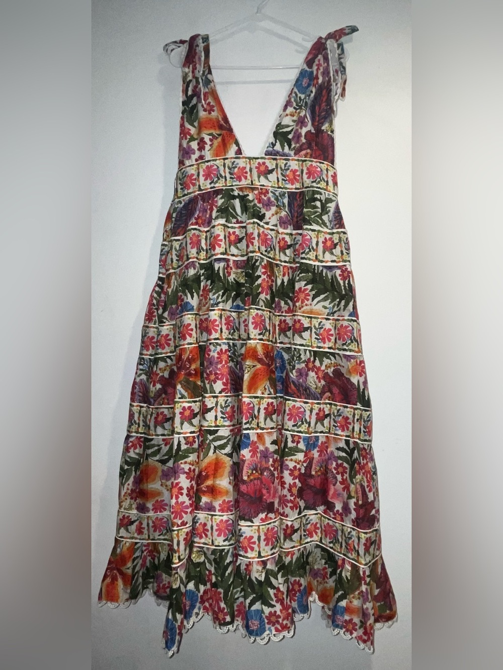 FARM RIO Off white Tropical Yard sleeveless tiered midi dress NWT - Picture 2 of 16